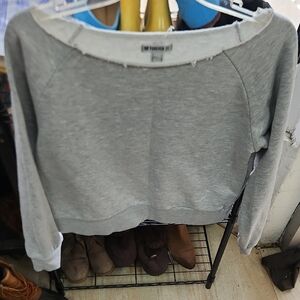Forever 21 Light Gray Off-Shoulder Sweatshirt